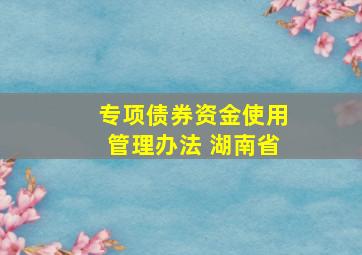 专项债券资金使用管理办法 湖南省